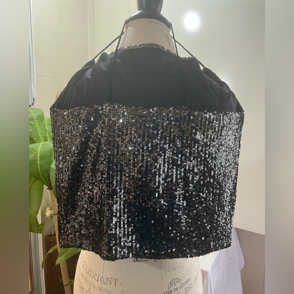 Steve Madden  Black sequined Top  size‎ Medium New Grunge Festival Night out - Picture 4 of 8